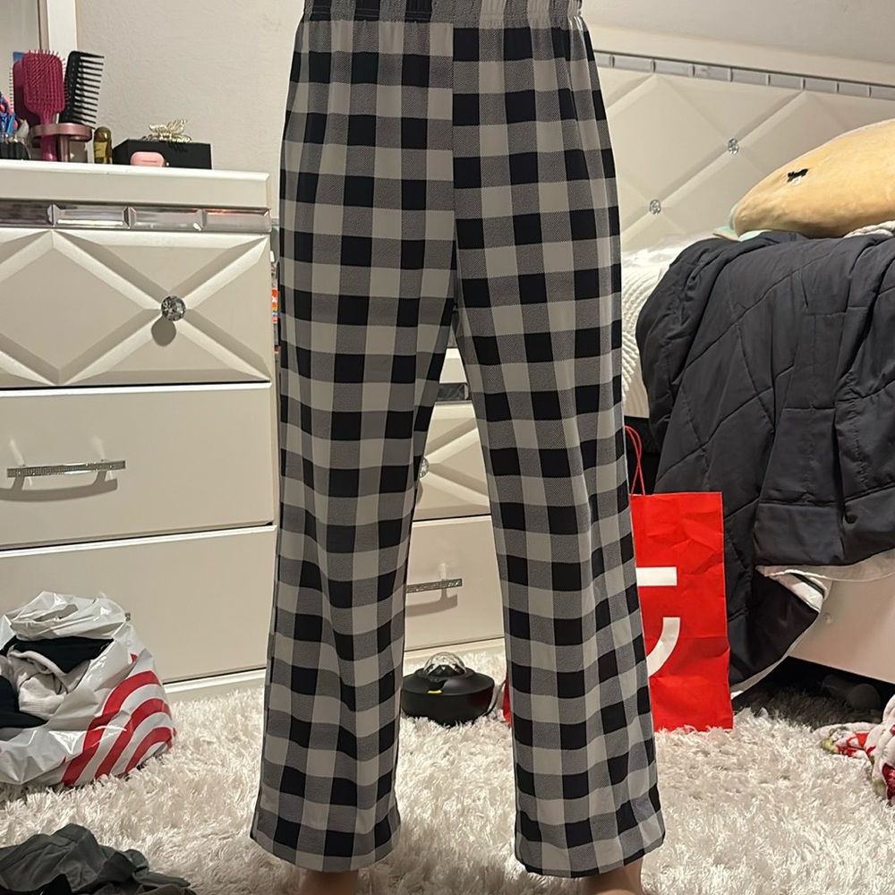 White plaid PJ pants